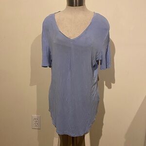 Light Blue V-Neck Women's Top